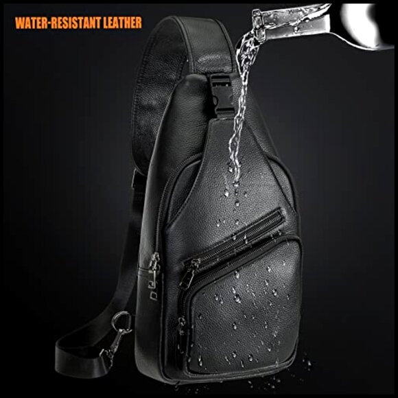 Italian Leather Sling Backpack Waterproof Anti-Theft Crossbody Daypack main image 4